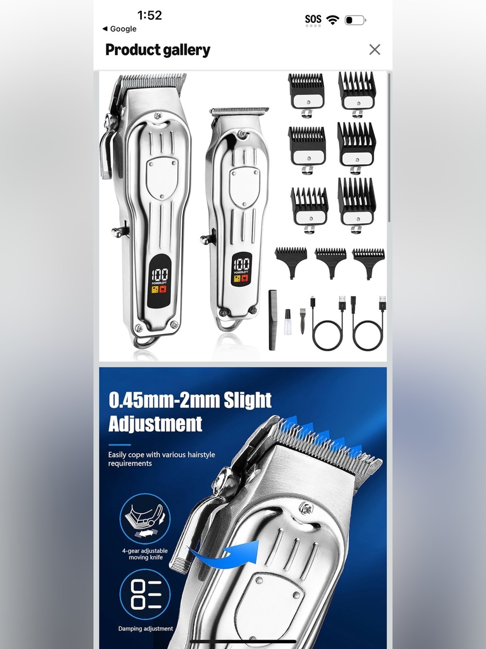Men's Silver Professional Hair Clipper Kit - Rechargeable Grooming Set